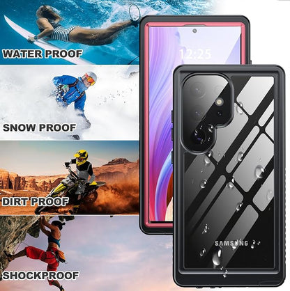 ANTSHARE for Samsung Galaxy S24 Ultra Case Waterproof, Built-in Lens & Screen Protector 360° Full Body Heavy Duty Protective Shockproof IP68 Underwater Case for Galaxy S24 Ultra(2024) 5G-Pink