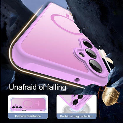 Compatible for Samsung Galaxy A16 5G Phone Case: A16 Case [Mag-Safe Fit] with 2PC Tempered Glass Screen Protector,Matte Translucent Soft-Touch Skin/Full Body Protection for Cell Phone A 16 Cover,Pink