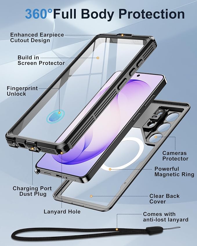 for Samsung Galaxy S26 Ultra Waterproof Case, [Fit for Magsafe] [IP68 Water Proof] [Built-in Screen Protector], Magnetic Heavy Duty Military Grade Rugged Phone Case for S 26 Ultra 6.9", Black