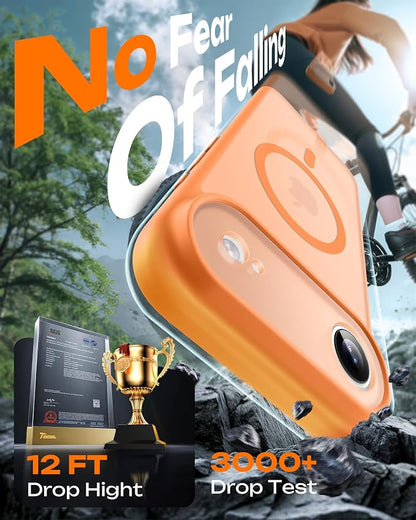 TOCOL for iPhone Air Case, Compatible with Magsafe Charger, Full Camera Protection, Drop Protection, Translucent Matte Phone Case for iPhone 17 Air 6.5 inch (Orange)