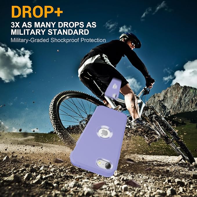 jaroco Design for iPhone SE Case 2022/2020,iPhone 8/7 [Shockproof] [Dropproof] [Dust-Proof] [Military Grade Drop Tested] with Non-Slip Removable iPhone SE 2022 Case 4.7 Inch-Light Blue+Purple