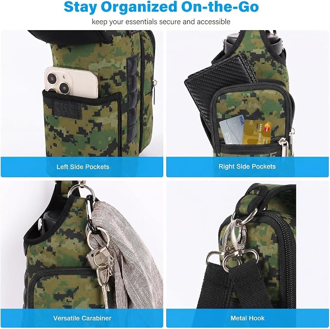icolor Magnetic Gym Bag Water Bottle Carrier Holder with Phone Pockets & Shoulder Strap,Gym Magnetic Bag 5 Built-in Magnets Gym Accessories Organizer Sling Bottle Bag Pouch Sleeve