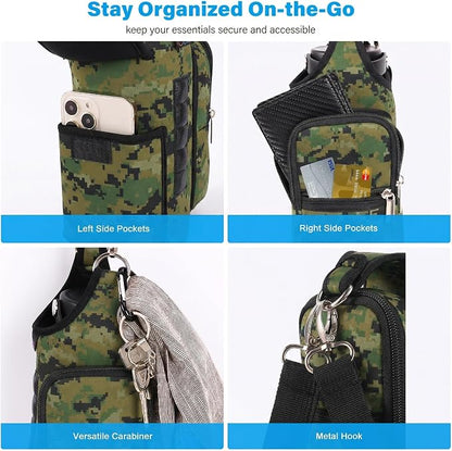 icolor Magnetic Gym Bag Water Bottle Carrier Holder with Phone Pockets & Shoulder Strap,Gym Magnetic Bag 5 Built-in Magnets Gym Accessories Organizer Sling Bottle Bag Pouch Sleeve