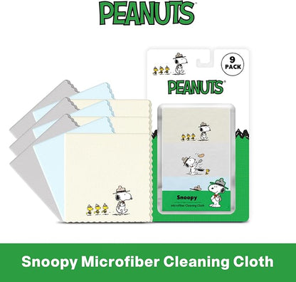 Microfiber Cloth & Glasses Wipes (9 Pack) Lens & Glasses Cleaning Cloth - Eye Glass Clean Cloths - Eyeglass Cleaning Cloths - Camera Lenses & Gadget Delicate Screens - Snoopy