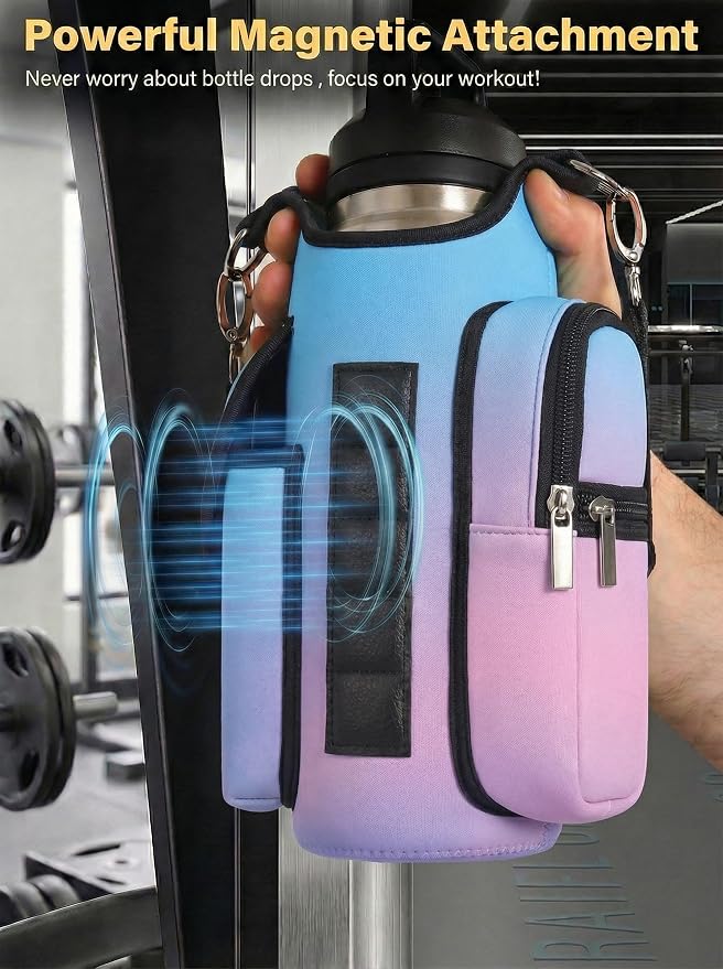 AUPET Magnetic Gym Bag for Men & Women, Small Gym Bag Organizer, Crossbody Magnets Gym Water Bottle Bag Holder Carrier Fits for 18-40oz Owala Yeti Hydro Flask, Workout Pouch for Phone, Keys & Wallet