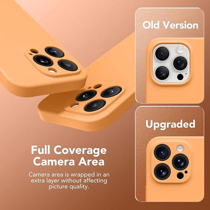 Magnetic for iPhone 15 Pro Case, Compatible with MagSafe, [Full Camera Protection][Screen Protector] Silicone Shockproof Protective Phone Case for iPhone 15 Pro 6.1", Cantaloupe