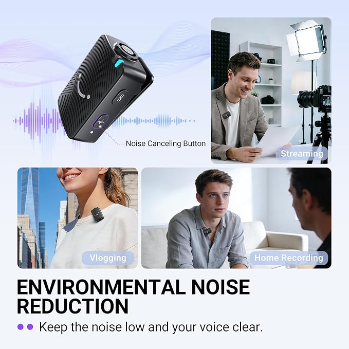 FIFINE Wireless Lavalier Microphone for iPhone/Android/Camera, 2 Pack Cordless Lapel Mic System for Vlog Recording Video YouTube/TikTok Interview, Condenser Clip-On Microphone with Charging Case-M9