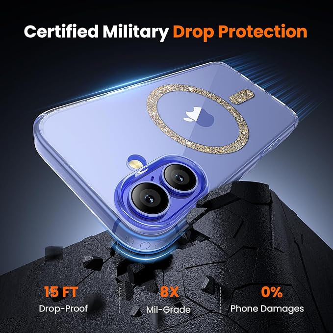 3 in 1 for iPhone 16 Plus Case Clear Colored Mag-Ring | with MagSafe,Screen Protector *1 & Camera Lens Protector*1, Military-Grade Protection