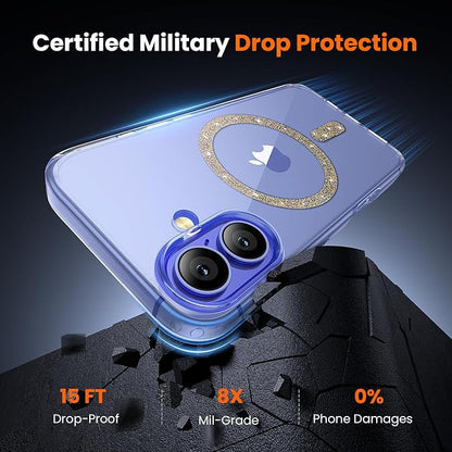 3 in 1 for iPhone 16 Plus Case Clear Colored Mag-Ring | with MagSafe,Screen Protector *1 & Camera Lens Protector*1, Military-Grade Protection