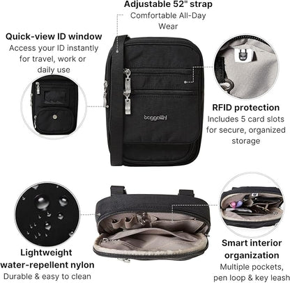 Baggallini Journey Crossbody Bags for Women 9x6 Small Lightweight Travel Handbag W/RFID