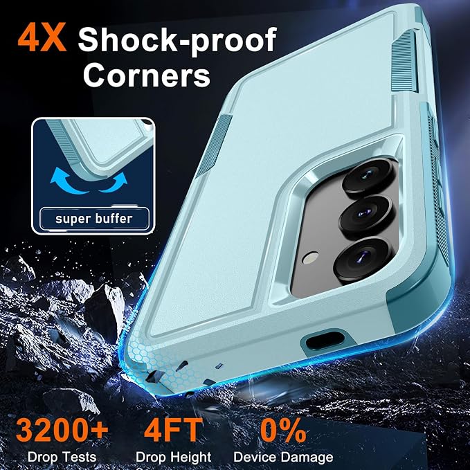 RMOCR Case for Samsung Galaxy S25 Plus, Full Body Heavy Duty Rugged Shockproof Protective Phone Cover with Lanyard Strap, Tempered Glass Screen Protector and Camera Lens Cover, Mint Green | Full Body, Heavy Duty, Rugged, Shockproof, Protective, with La...