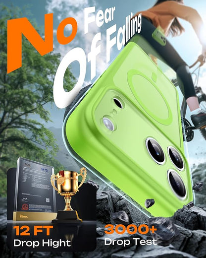 TOCOL for 17Pro Case, Full Camera Protection, Built-in Magnetic Ring, Compatible with Magsafe Charger, Drop Protection, Translucent Matte Phone Case for 17 Pro 6.3 inch (Light Green)