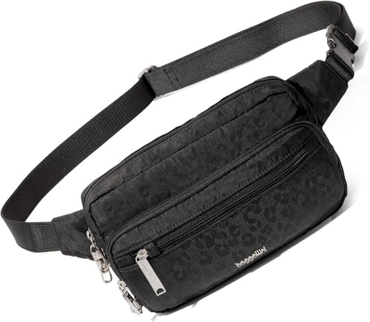 Baggallini Securtex Anti-theft Belt Bag 8.8"x5.5" Crossbody Fanny Pack for Women RFID Wallet Locking Zipper Travel Purse