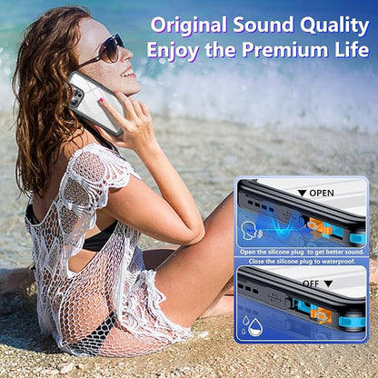 Temdan Waterproof Compatible with Phone Pro Case 6.3 inch 2024-Blue/Clear