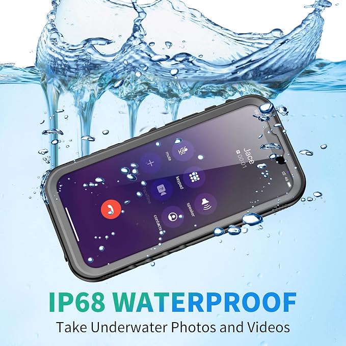 SPORTLINK Compatible with iPhone 14 Pro Waterproof Shockproof Case - Full Body Heavy Duty/Underwater/Dustproof/Rugged 360 Protective/Military Grade 6.1 Inch with Camera Screen Protector (Black)