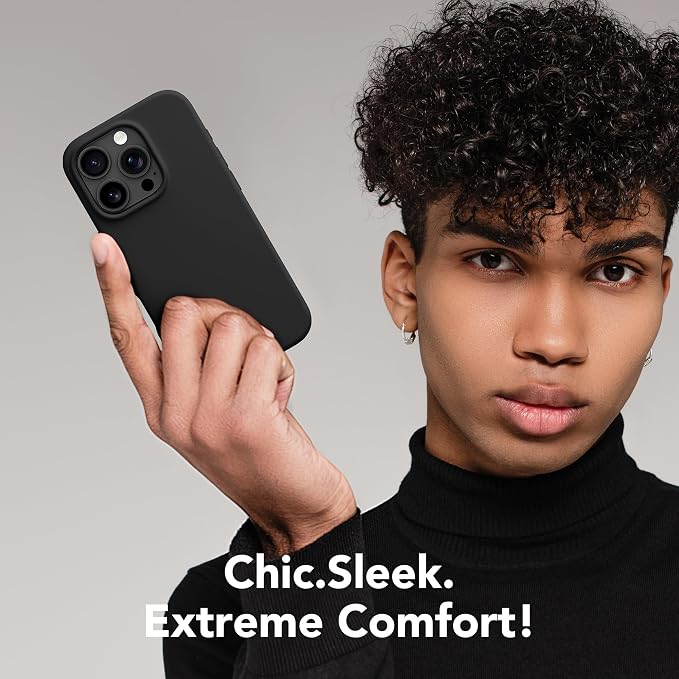 GONEZ Magnetic for iPhone 16 Pro Max Case, Compatible with MagSafe, Liquid Silicone Case, with Screen Protector + Camera Protector, Full Body Protective Shockproof Phone Cover 6.9", Black