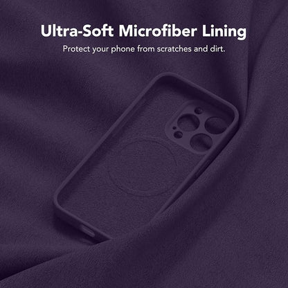 Magnetic for iPhone 15 Pro Max Case, Compatible with MagSafe, [Full Camera Protection][Screen Protector] Silicone Shockproof Protective Phone Case for iPhone 15 Pro Max 6.7", Deep Purple