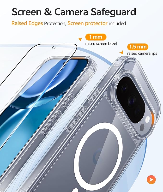 FNTCASE for Google Pixel 10 Pro XL / 9 Pro XL Case, Compatible with Magsafe | Screen Protector, Anti Yellowing, 14FT Military Grade Drop Protection, Shockproof Protective Phone Cover, Transparent Clear