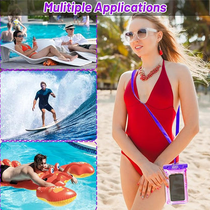 Personalized Initial Waterproof Phone Pouch Case - IPX8 Cellphone Dry Bag with Lanyard for iPhone 16/15/14/13/12 Pro Max (6.1–6.9"), Beach & Cruise Ship Essentials with Monogrammed Design (Purple, G)