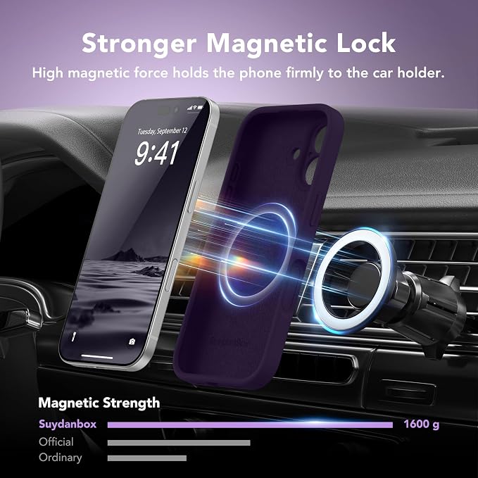 Magnetic for iPhone 17 Case, Compatible with MagSafe, [Full Camera Protection][Screen Protector] Silicone Shockproof Protective Phone Case for iPhone 17 6.3", Deep Purple