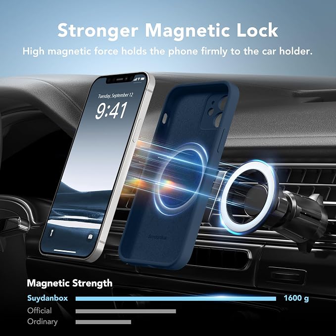Magnetic for iPhone 12 Case, Compatible with MagSafe, [Full Camera Protection][Screen Protector] Silicone Shockproof Protective Phone Case for iPhone 12 6.1", Cobalt Blue