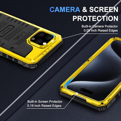 Beasyjoy for iPhone 15 Pro Max Heavy Duty Full Body Protective Case with Built-in Screen Protector, Military Grade Shockproof Defender Case for iPhone 15 Pro Max 6.7", "Yellow