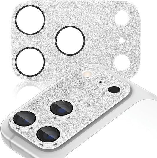 imluckies Compatible with iPhone 17 Pro Max Camera Lens Protector Bling, Ultra HD Tempered Glass Shiny Diamond Camera Plate Sparkle Screen Protection, 9H Anti-Scratch & Easy Install, Glitter Sliver