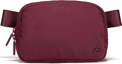 Pander Two Way Zipper Fanny Pack Nylon Everywhere Belt Bag for Women, Water Repellent Waist Packs, Crossbody Bags with Adjustable Strap (Red Merlot).