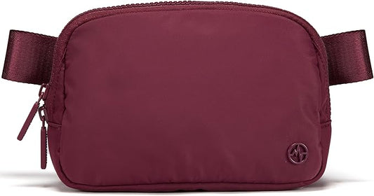 Pander Two Way Zipper Fanny Pack Nylon Everywhere Belt Bag for Women, Water Repellent Waist Packs, Crossbody Bags with Adjustable Strap (Red Merlot).