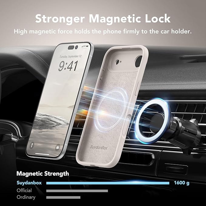 Magnetic for iPhone Air Case, Compatible with MagSafe, [Full Camera Protection][Screen Protector] Silicone Shockproof Protective Phone Case for iPhone 17 Air 6.5", Stone
