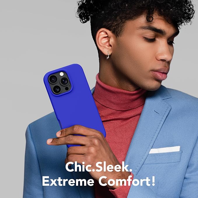 GONEZ Magnetic for iPhone 16 Pro Max Case, Compatible with MagSafe, Liquid Silicone Case, with Screen Protector + Camera Protector, Full Body Protective Shockproof Phone Cover 6.9", Cobalt Blue