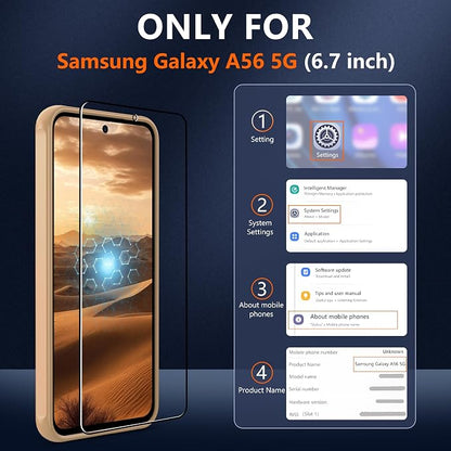 for Galaxy A56 5G Phone Case: Compatible for Samsung A56 5G Case [magsafe Fit] with 2PC Tempered Glass Screen Protector,Frosted Translucent Soft-Touch Skin & Military-Grade Protection for A 56,Gold