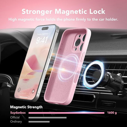 Magnetic for iPhone 16 Pro Max Case, Compatible with MagSafe, [Full Camera Protection][Screen Protector] Silicone Shockproof Protective Phone Case for iPhone 16 Pro Max 6.9", Chalk Pink