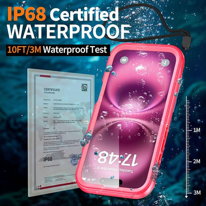 Cozycase for iPhone 16 Pro Case Waterproof - 360 Heavy Duty with Screen/Camera Protector Shockproof IP68 Underwater Dustproof Water Dust Shock Proof Full Body/Front and Back Case Pink/Frosted Clear