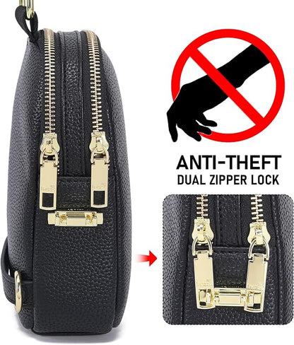 INICAT Anti Theft Crossbody Bag for Women, Small RFID Blocking Sling Purse with Zipper Lock for Travel, Vegan Leather