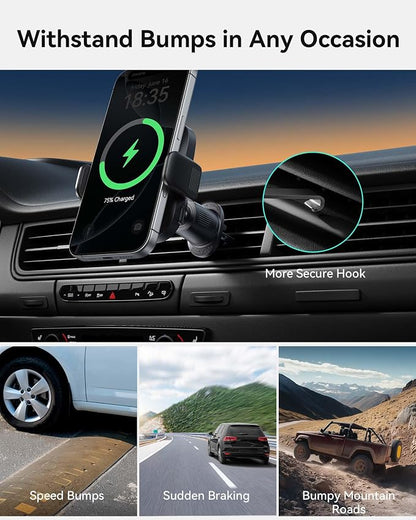 INIU Qi2 Certified 15W Car Phone Holder Wireless Charger, Ultra-Stable 22N for MagSafe Car Mount Charger with Cooling Fins & RGB Lighting Only for iPhone 16/15/14/13/12 Series, White
