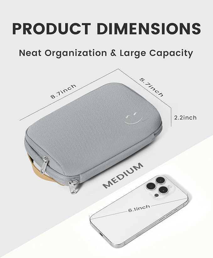 Travelkin Travel Cord Organizer, Cable Organizer For Electronic Accessories | Expandable electronics organizer, charger organizer, travel case, Large Capacity tech pouch for Card,Usbs, travel essentials