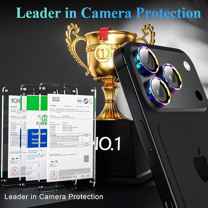 YWXTW Camera Lens Protector for iPhone 17 Pro/iPhone 17 Pro Max, [1 Step Installation Tray] Tempered Glass Screen Protector Metal Individual Camera Cover Accessories Case Friendly (Colorful-2Pack)