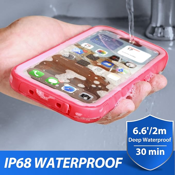 SPORTLINK Design for iPhone 14 Plus Waterproof Case - Shockproof Dustproof Phone Case with Screen Protector, Full Body Protective Case for iPhone Plus, 6.7'' Pink