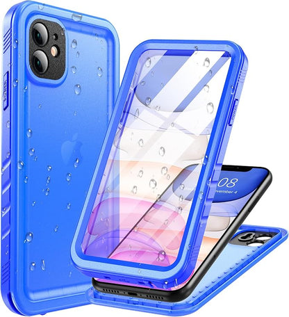 Cozycase Compatible with Waterproof iPhone 11 case, Built-in Screen Protector, Full-Body Rugged Bumper Sealed Case Cover, Shockproof Dustproof Waterproof Case for iPhone 11 6.1 inch (Blue)