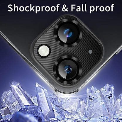 AFARER 2 Pack Compatible for iPhone 15/ for iPhone 15 Plus Camera Lens Protector, Metal Camera Cover with 9H Tempered Glass Screen Protector Accessories, [Drop Protection] Ultra HD Lens Protector- Black