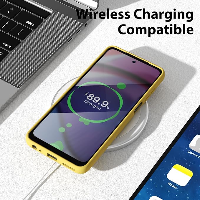 oakxco for Motorola Moto G Power 5G 2023 Phone Case Liquid Silicone, Thin Slim Soft Rubber Gel TPU Plain Simple Cover for Women Girl Cute, Matte Solid Color, Yellow