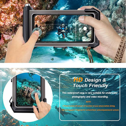 2026 Diving Snorkeling Phone Case for iPhone 17/16/15/14/13/12/11 Pro Max/XS/X Samsung Galaxy S26/S25/S24 Professional Scuba Dive Waterproof Underwater Photo Video Cover (5TH Gen, Black-)