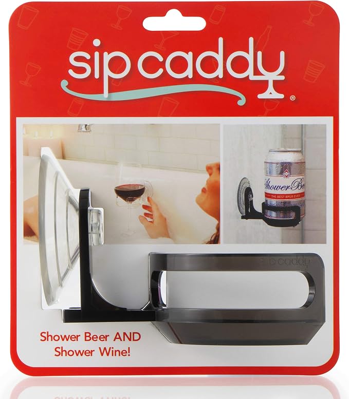 The Original SipCaddy Shower Beer & Bath Wine Holder | Portable Cupholder | Shower Caddy | Drink Holder for Beer & Wine | American-Made Suction Cup | The Best | Black