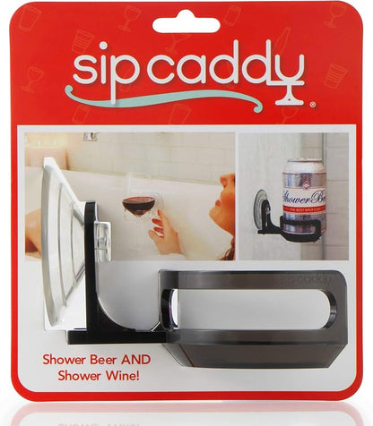 The Original SipCaddy Shower Beer & Bath Wine Holder | Portable Cupholder | Shower Caddy | Drink Holder for Beer & Wine | American-Made Suction Cup | The Best | Black