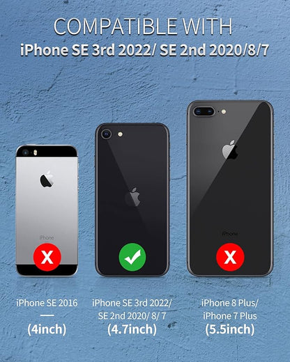 SPORTLINK Waterproof Case for iPhone SE 3rd 2022/iPhone SE 2nd 2020/iPhone 7/8 - Built in Screen Protector Full Body Shockproof Dustproof IP68 Waterproof Case for iPhone SE3/SE2/7/8 Frosted Black
