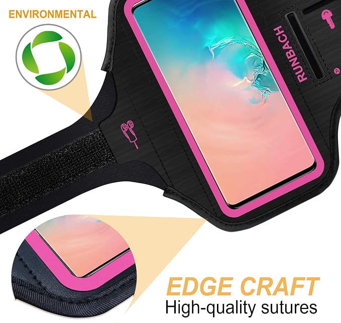 Armband for Samsung Galaxy S26/S25/S24/S23/S22/S21/S20/S10/S9/S8 up to 6.2",Water Resistant Running Exercise Gym Bag with Card Slot and Key Holder (Pink)