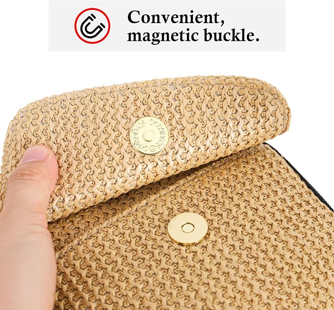 Haytijoe Faux Straw Crossbody Bags for Women Small Summer Purse RFID Woven Phone Bag Travel Beach Hawaiian Essentials Gifts