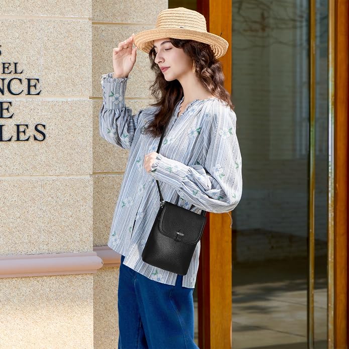 befen Genuine Leather Small Crossbody Bags for Women, Womens Cell Phone Purses Cross body Bag Purse with RFID Card Slots