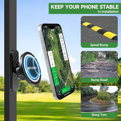 Magnetic Golf Cart Phone Holder & Gym Mount - N52 Strong Magnet for Any Metal Surface, Versatile Golf Cart Accessories, Birthday Gifts for Men Husband, Fits MagSafe iPhone 17-12 (Black)